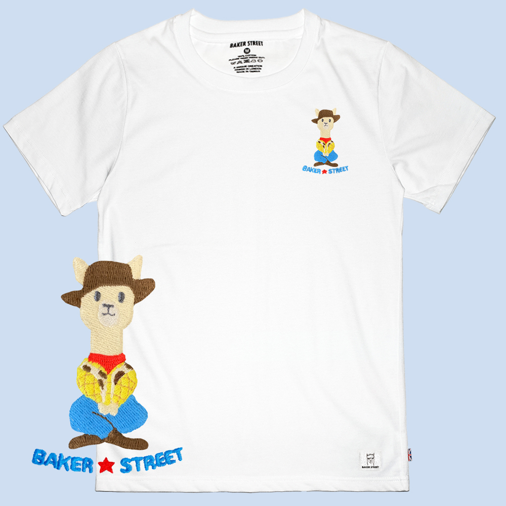 Embroidery-woopaca 牛仔駝 刺繡 短T