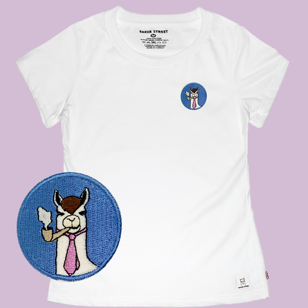 Embroidery-Smokin' Alpaca 藍圈煙斗 刺繡 女版短T