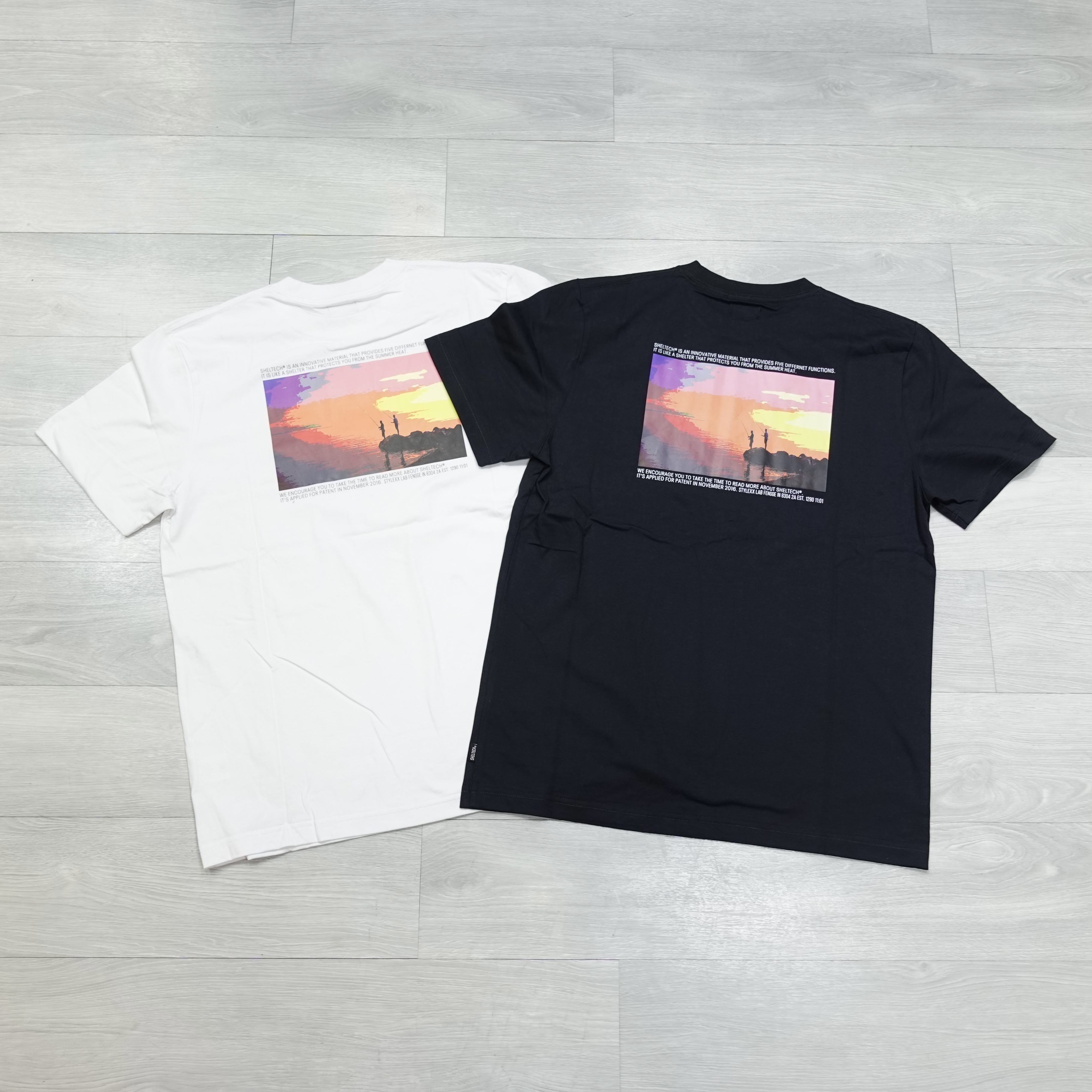 Stylexx x Sheltech Double Small Emblems Tee (Sunrise Back Pic.)