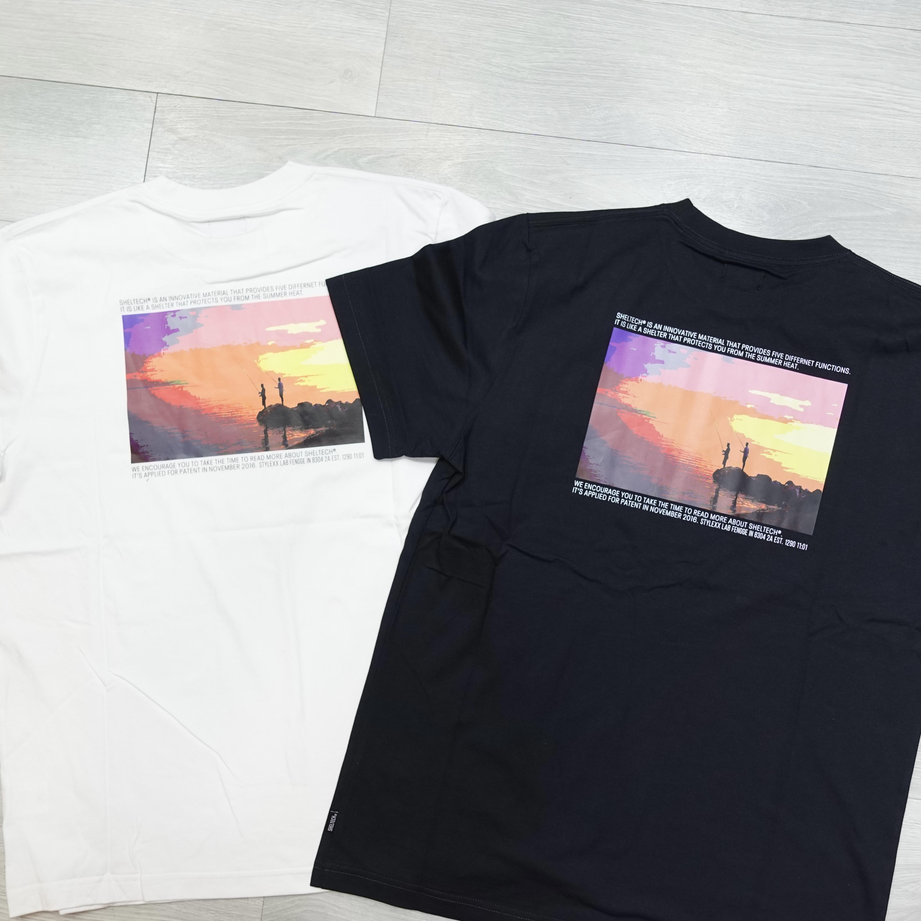 Stylexx x Sheltech Double Small Emblems Tee (Sunrise Back Pic.)