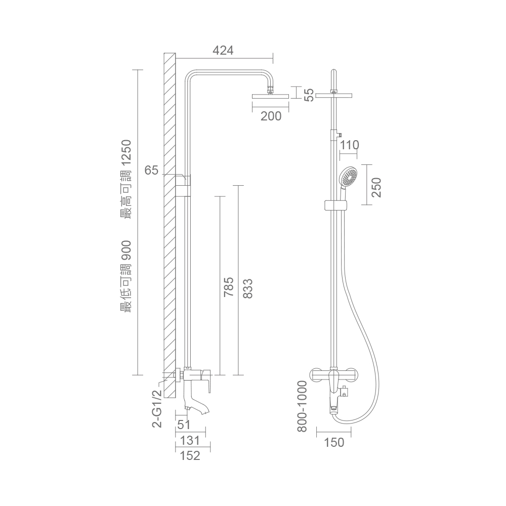 恆潔衛浴 龍頭推薦型號 HL-2000-44 淋浴大花灑 *