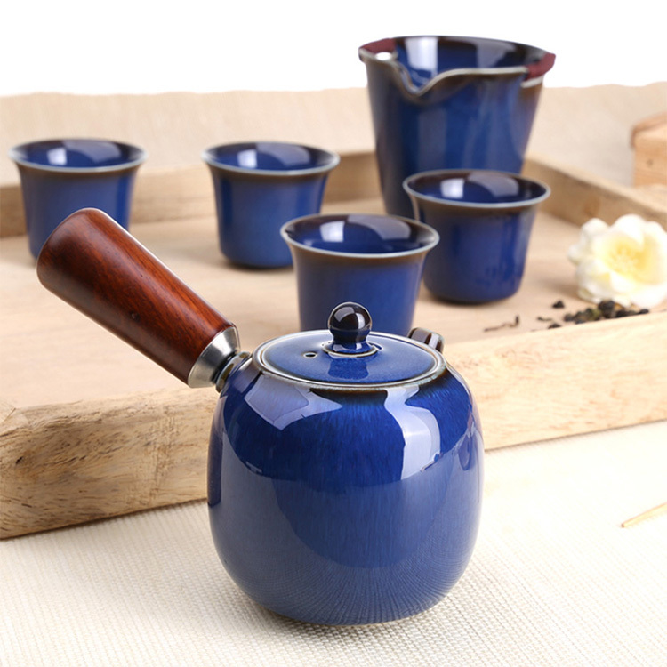 藍翠玉兔毫釉(壺+海+6單杯)8入禮盒