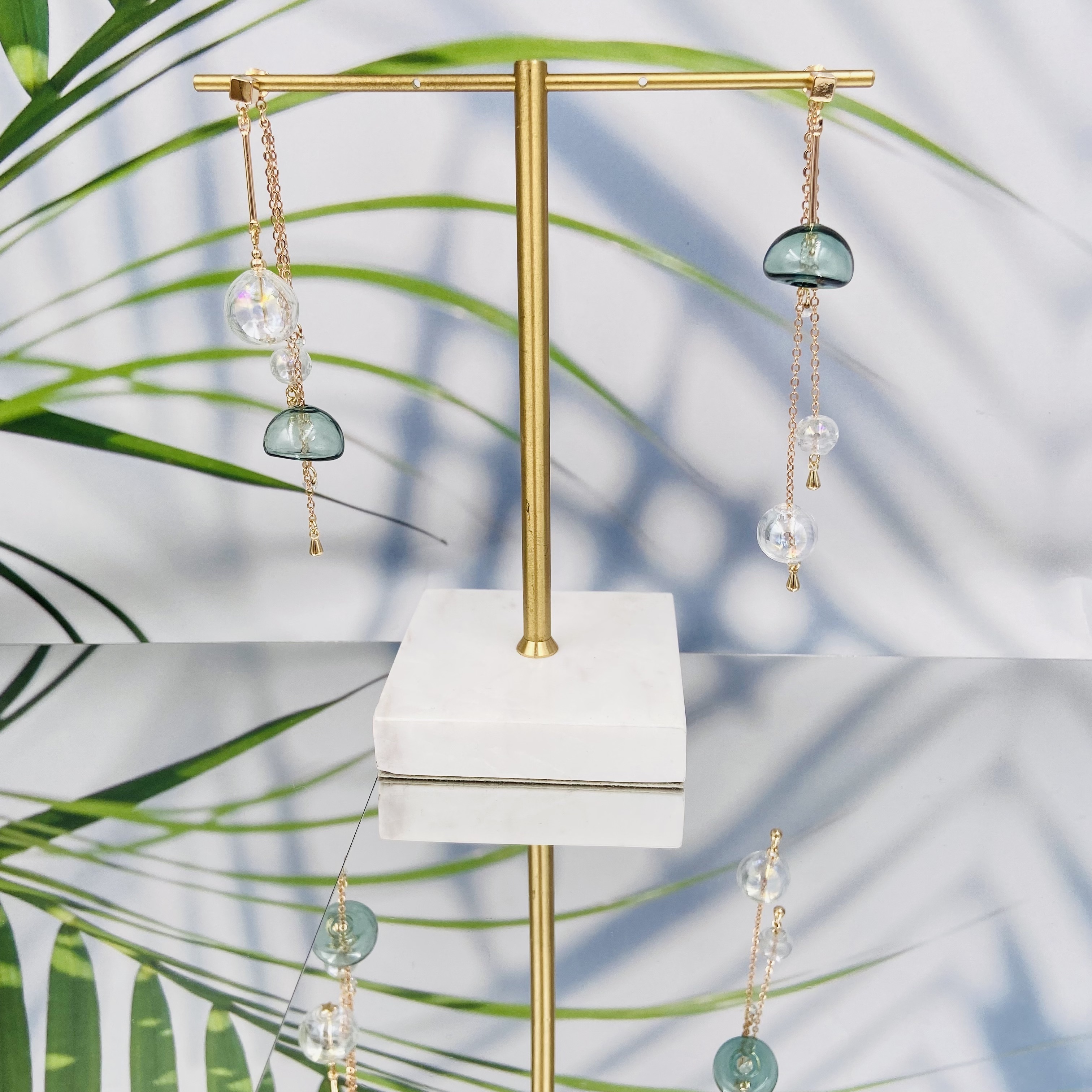 COLE COOL SS22 氣泡水母海洋系列耳環耳夾 藍色透明玻璃耳環