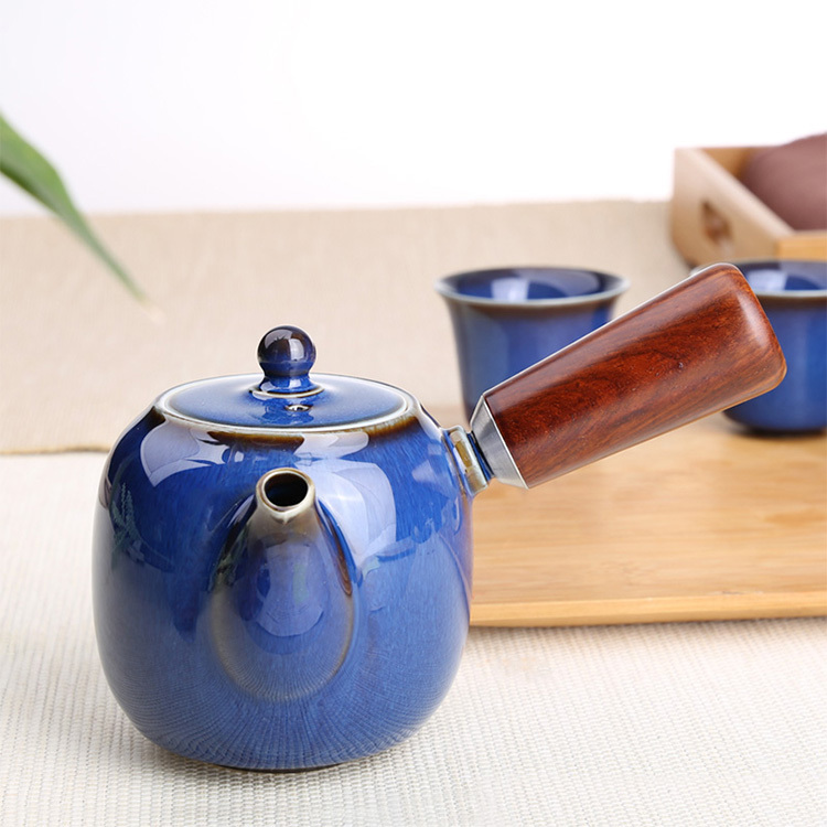 藍翠玉兔毫釉手把壺(200ml)