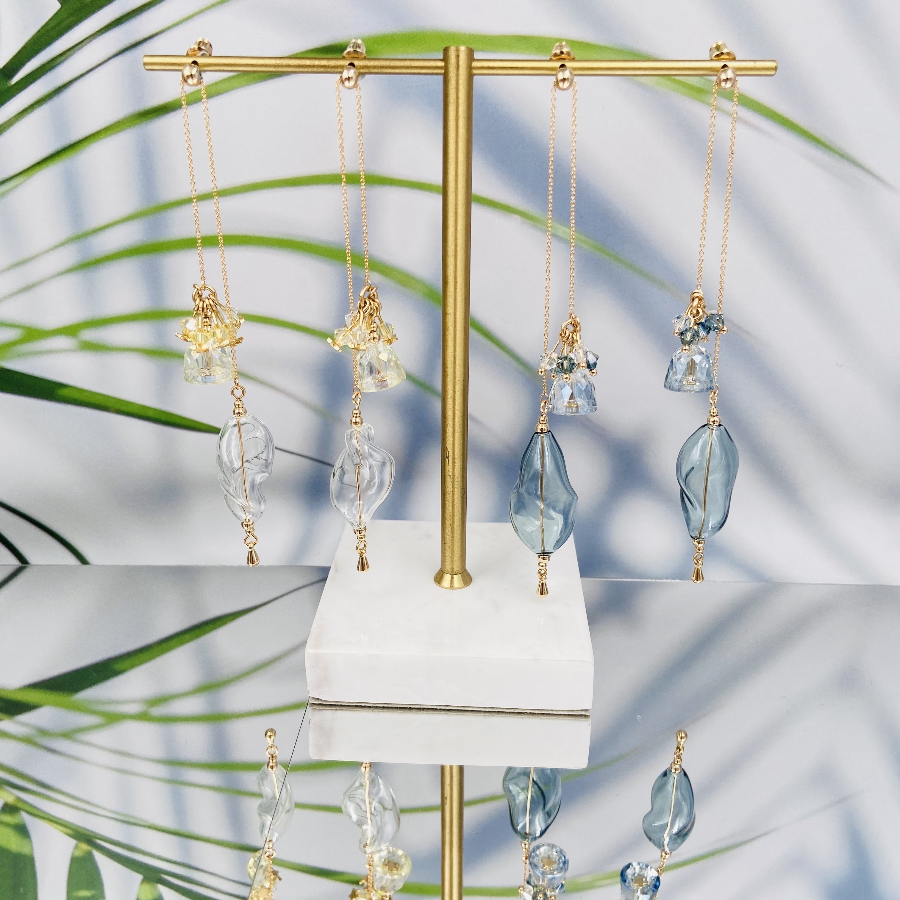 COLE COOL SS22 氣泡水母海洋系列耳環耳夾 藍色透明玻璃耳環