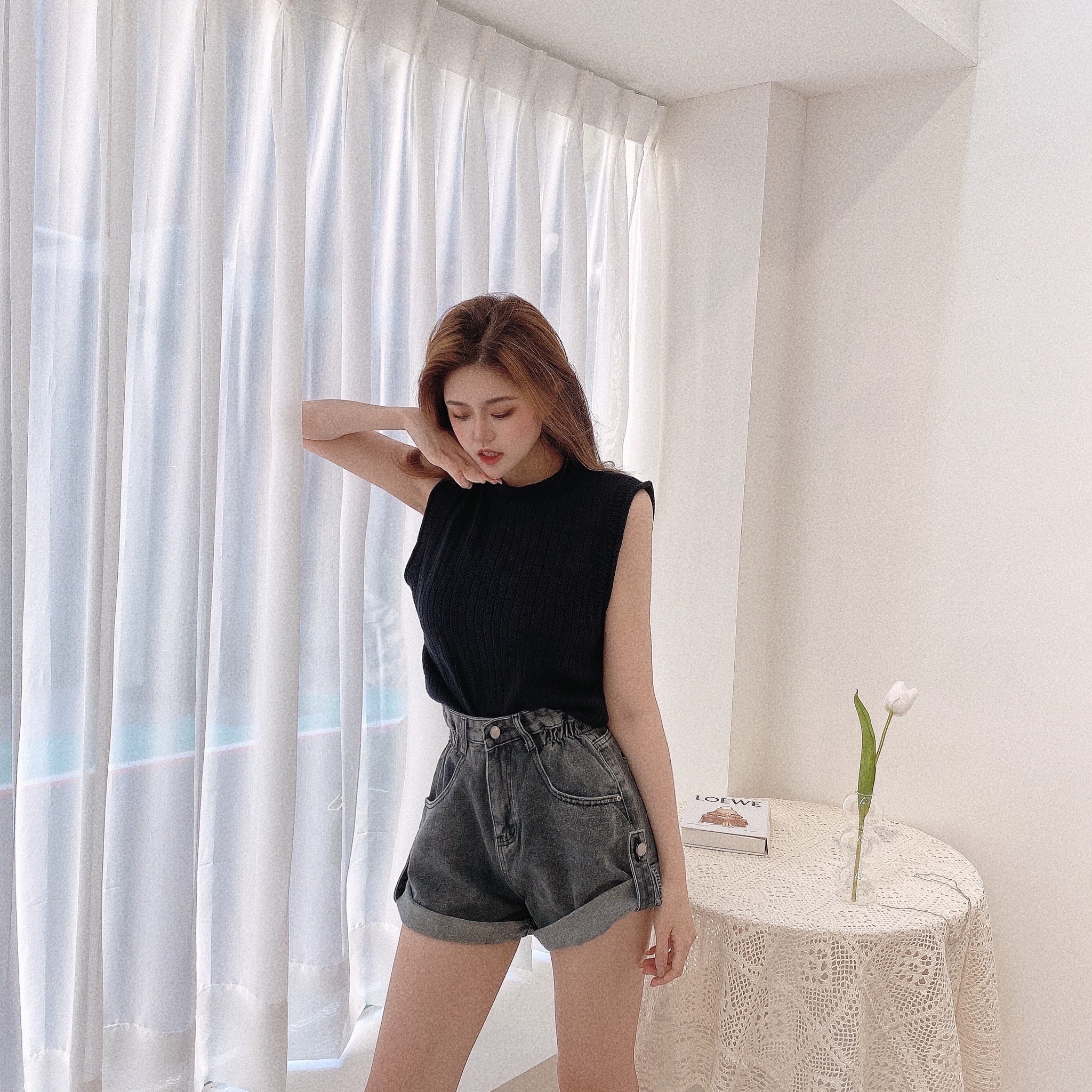 糖果色捲編針織背心/四色