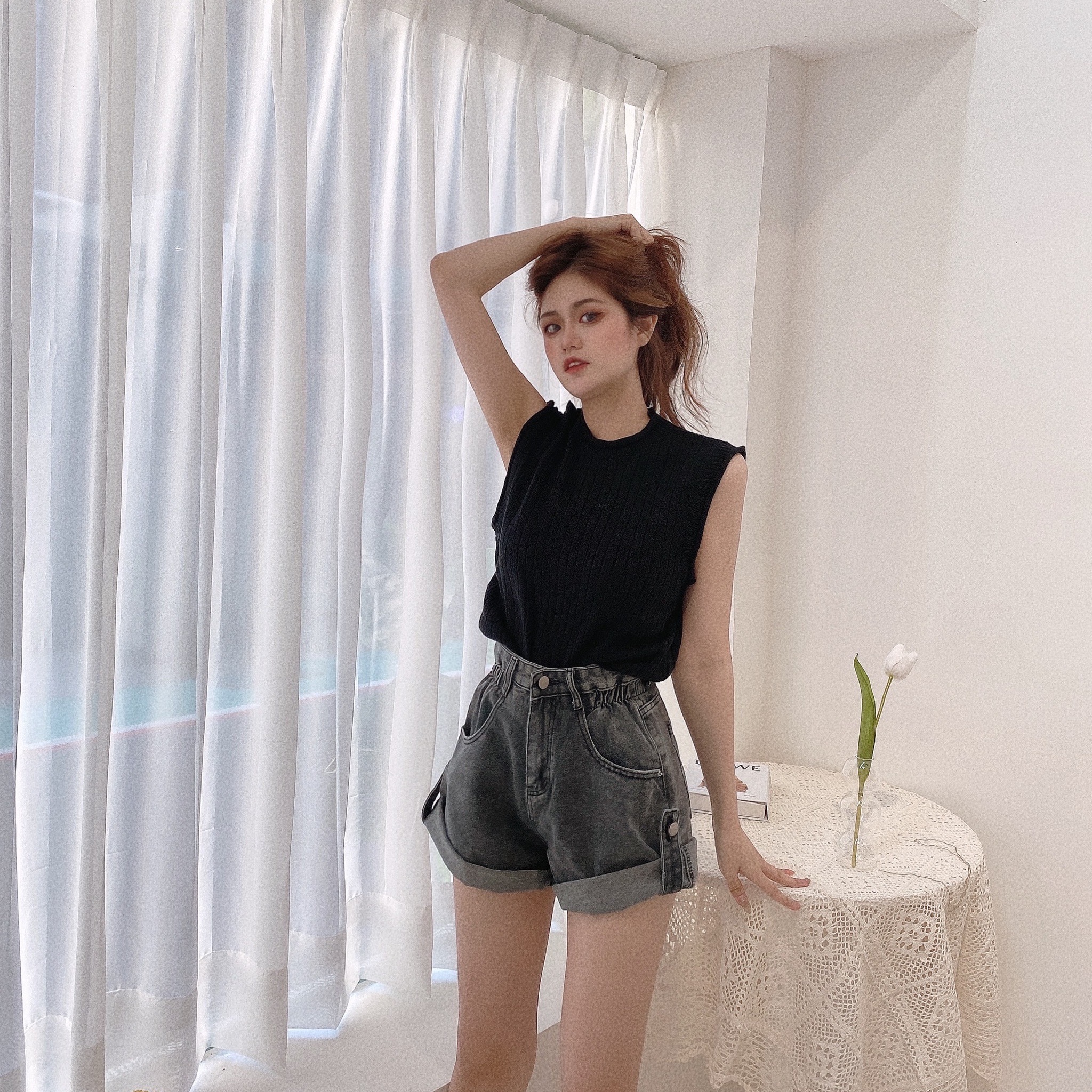 糖果色捲編針織背心/四色