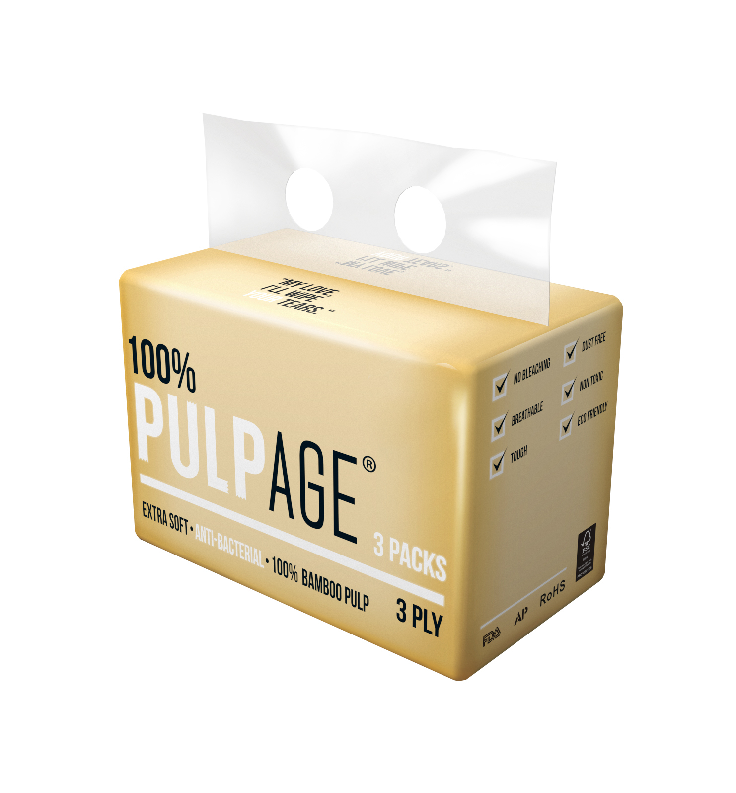 PULPAGE 純竹漿抽取式面紙軟包 (一條3包)