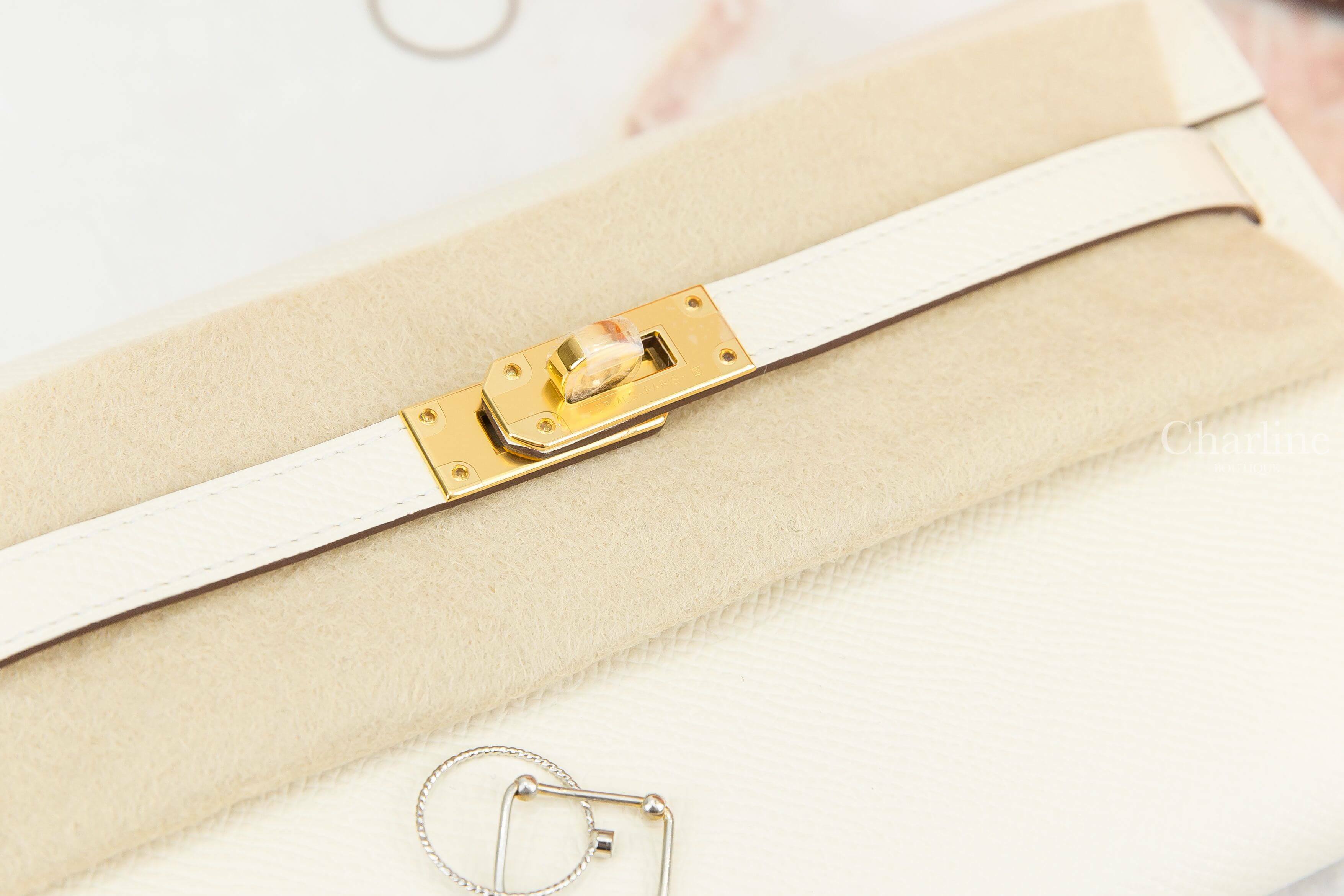 Hermès Kelly Classique To Go Wallet I2 Nata / 1Z Jaune Poussin Epsom 奶油白拼小雞黃內裡金釦凱莉肩背包