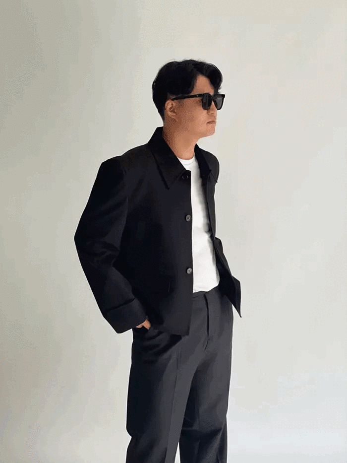 雅痞時尚獵裝束帶單排扣短款西裝外套