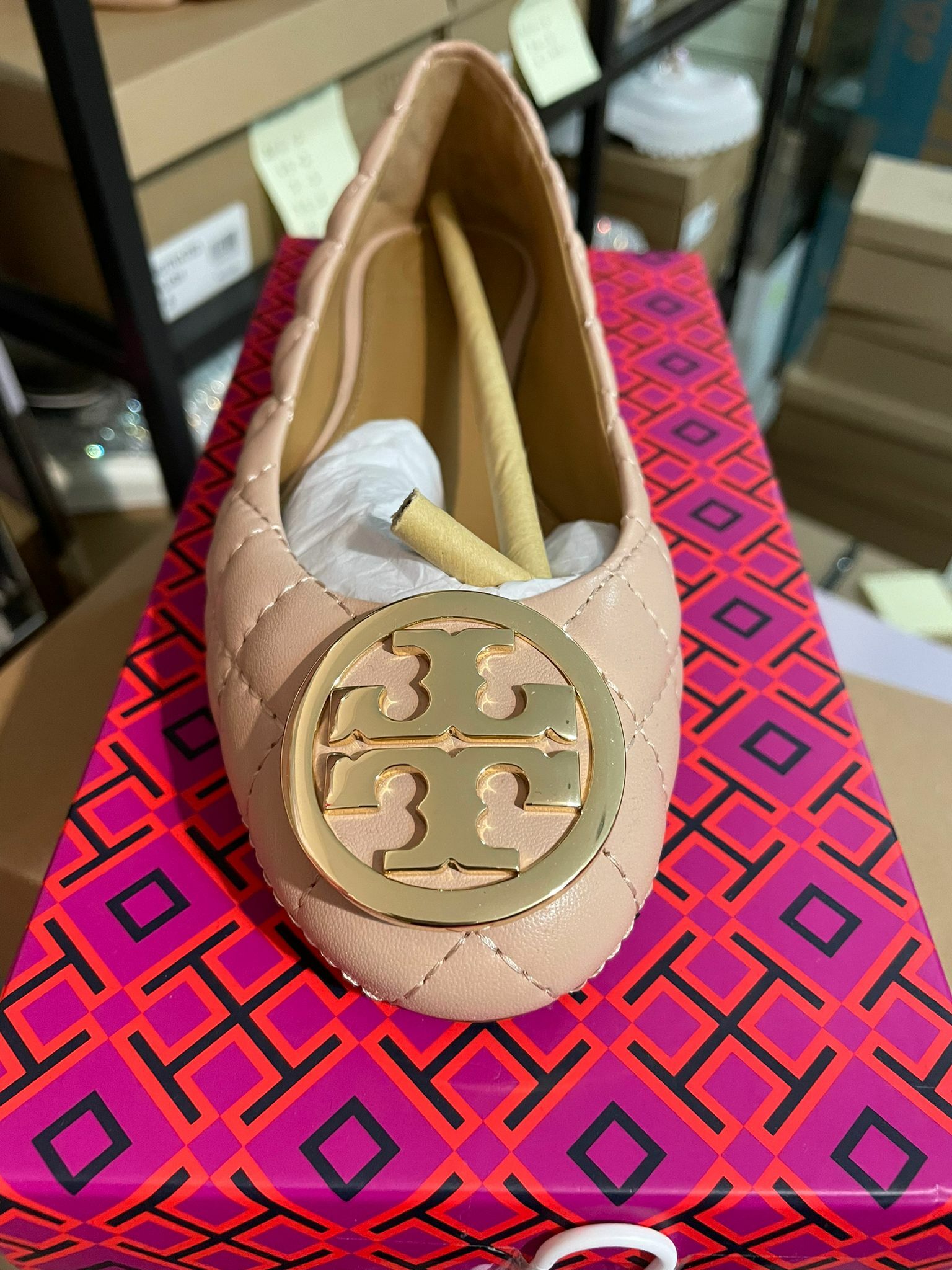 [S] TORY BURCH BENTON 2 QUILTED BALLET FLAT NAPPA LEATHER, 64092-115 (STB24)