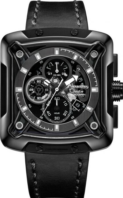 萬年鐘錶 - Alexandre Christie  3030MC系列 方形霸氣三眼計時男錶  3030MCLIPBASL  錶徑44MM