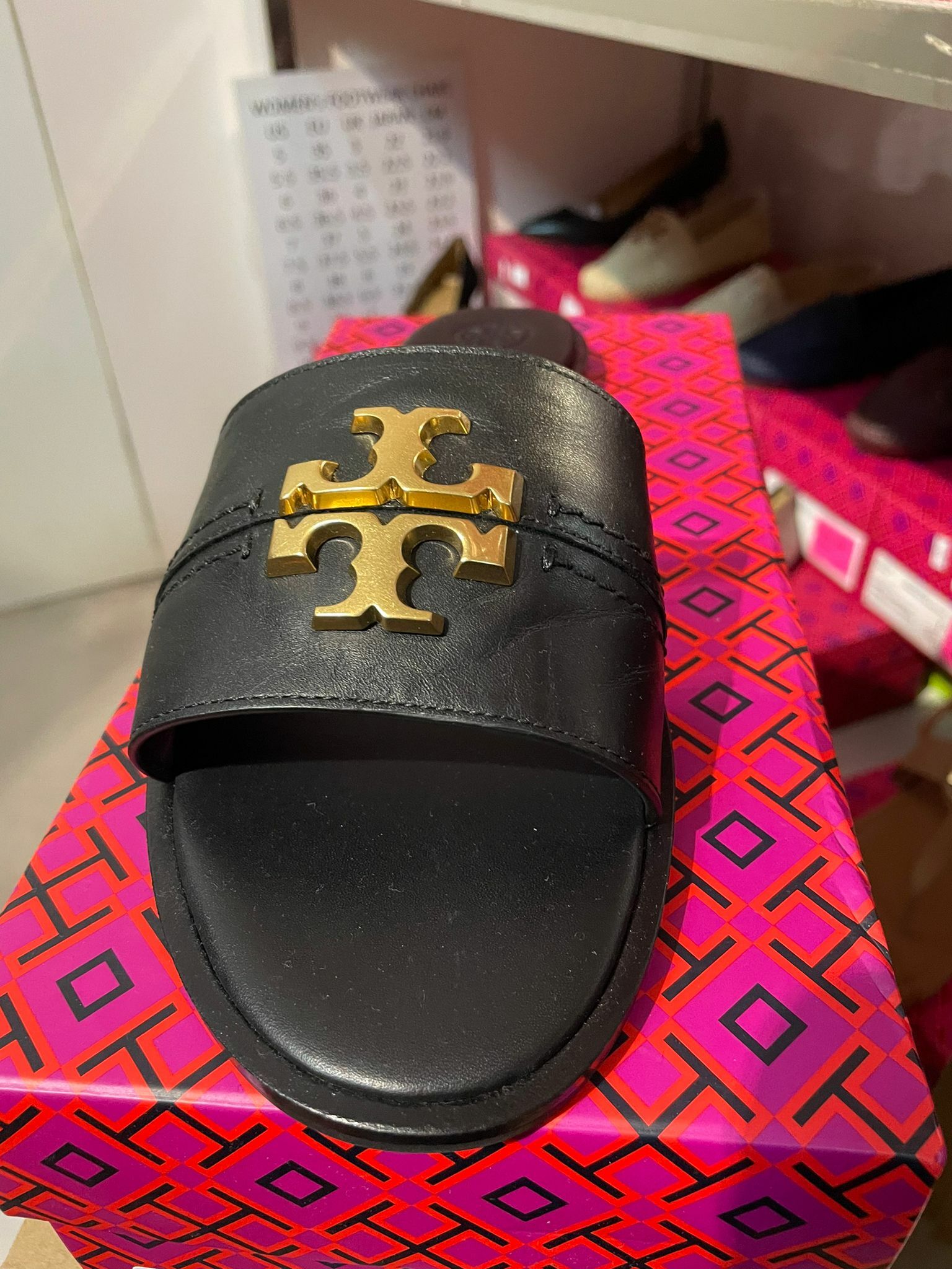 [S] TORY BURCH EVERLY SLIDE-CALF LEATHER/CALF LEATHER,, 60245-004 (STB46)