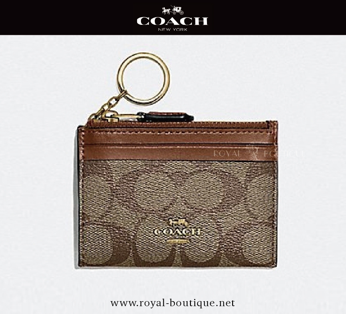 COACH 經典卡其老花零錢包證件夾