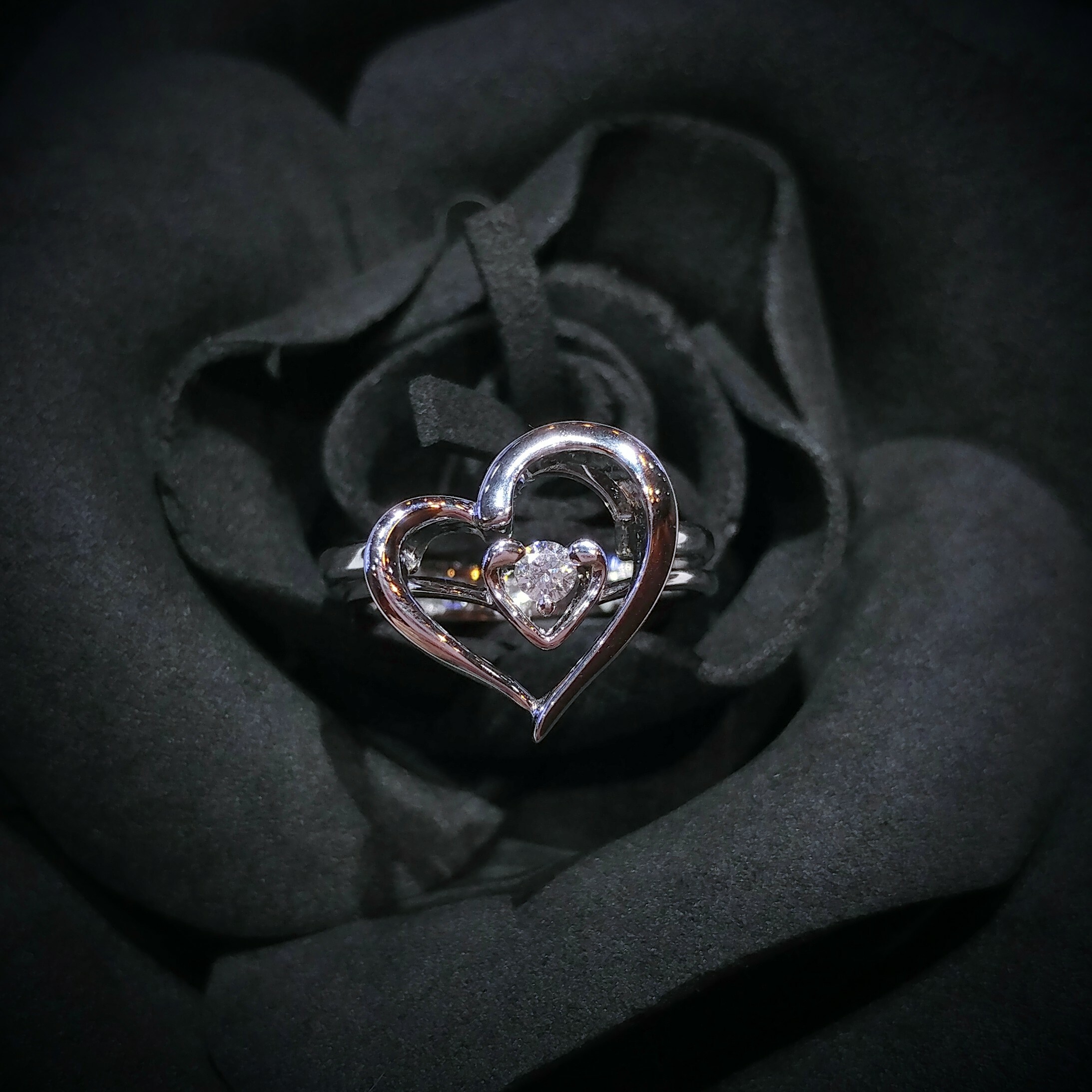 全新18K白金【單粒8份鑽石】戒指 套戒