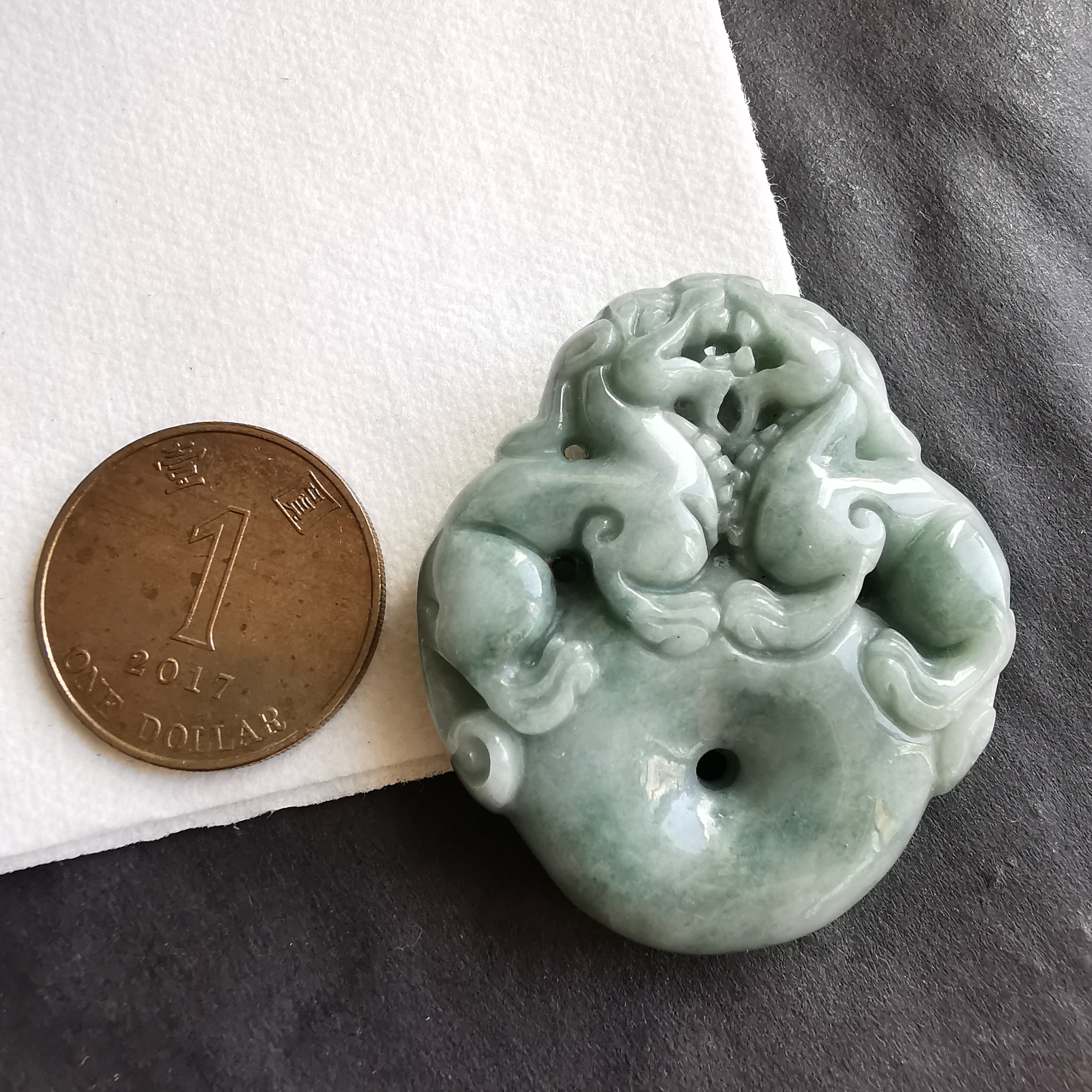 J1876 特色瓷質翡翠雙貔貅平安扣