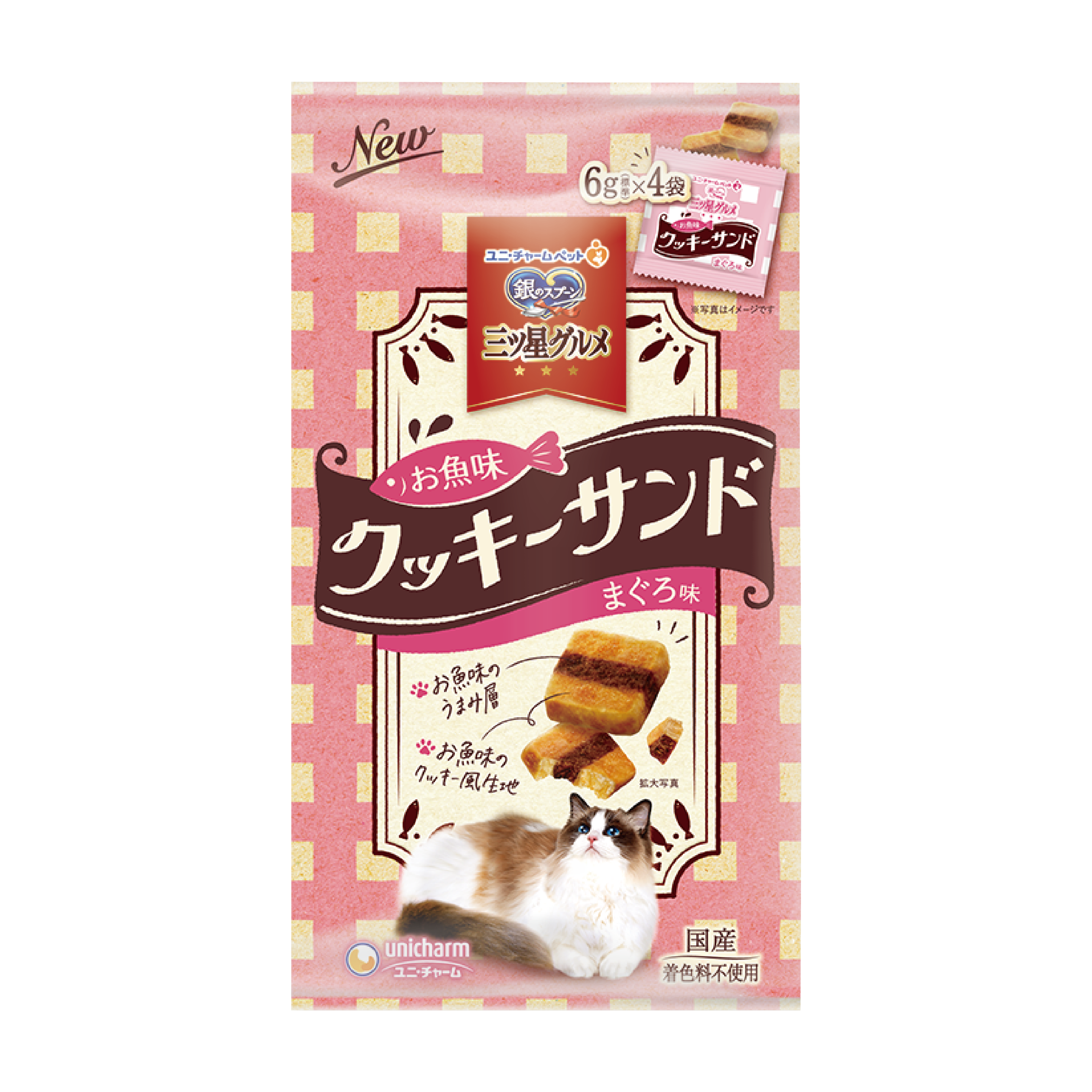 Unicharm ⎜三星級吞拿魚味-貓曲奇 6gx4袋 (UIC-7142)