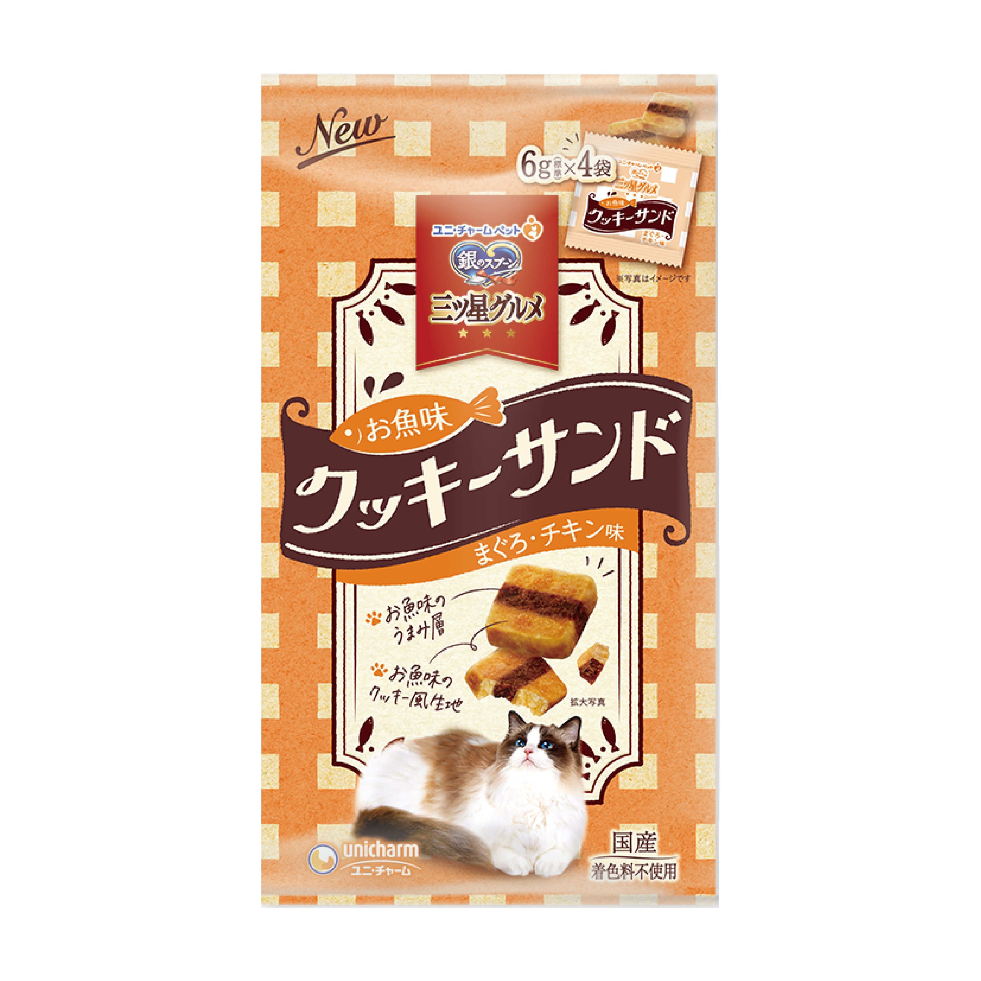 Unicharm ⎜三星級吞拿魚雞肉味-貓曲奇 6gx4袋 (UIC-7371)