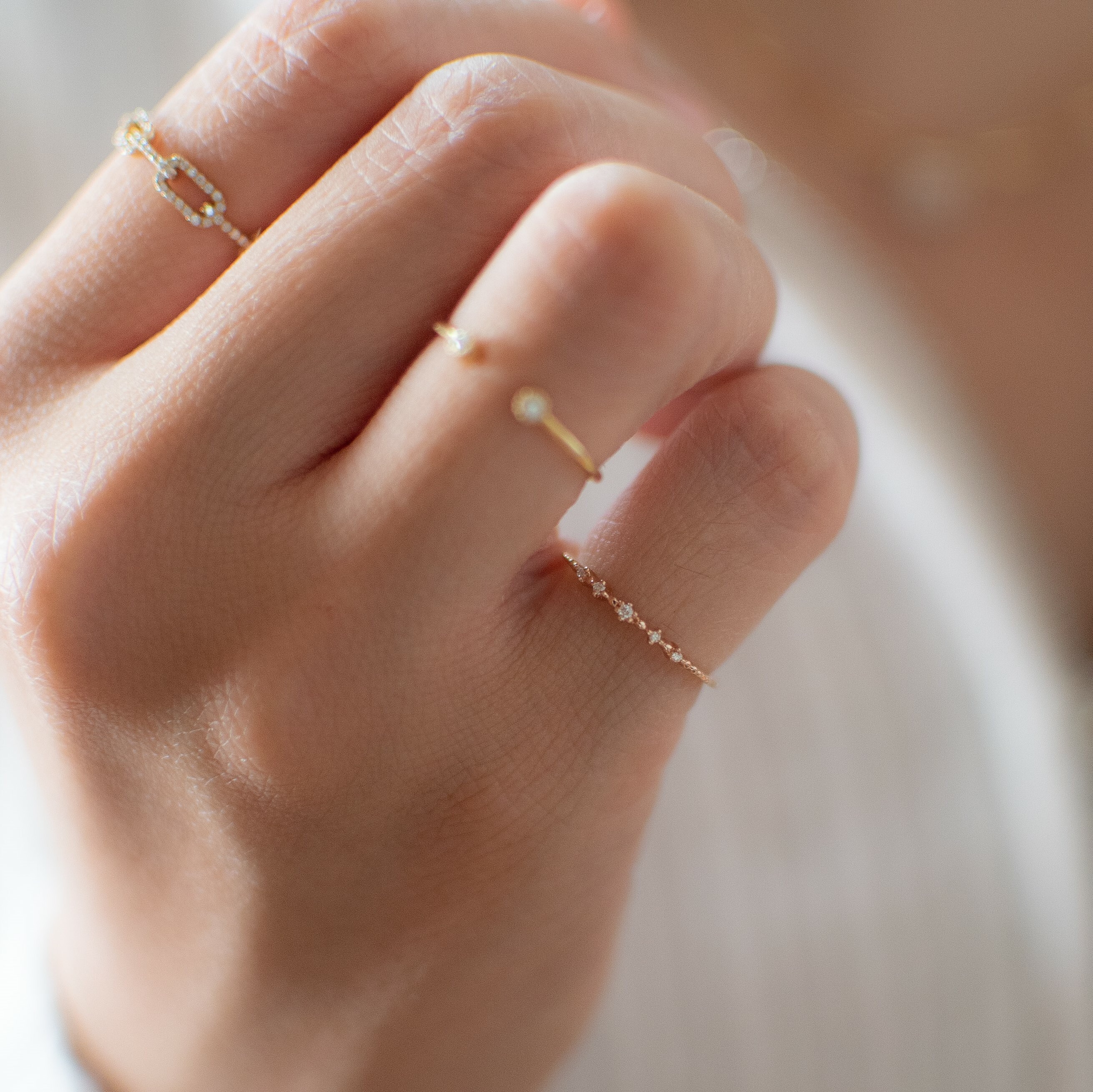 18K Little Pinkie Diamond Ring