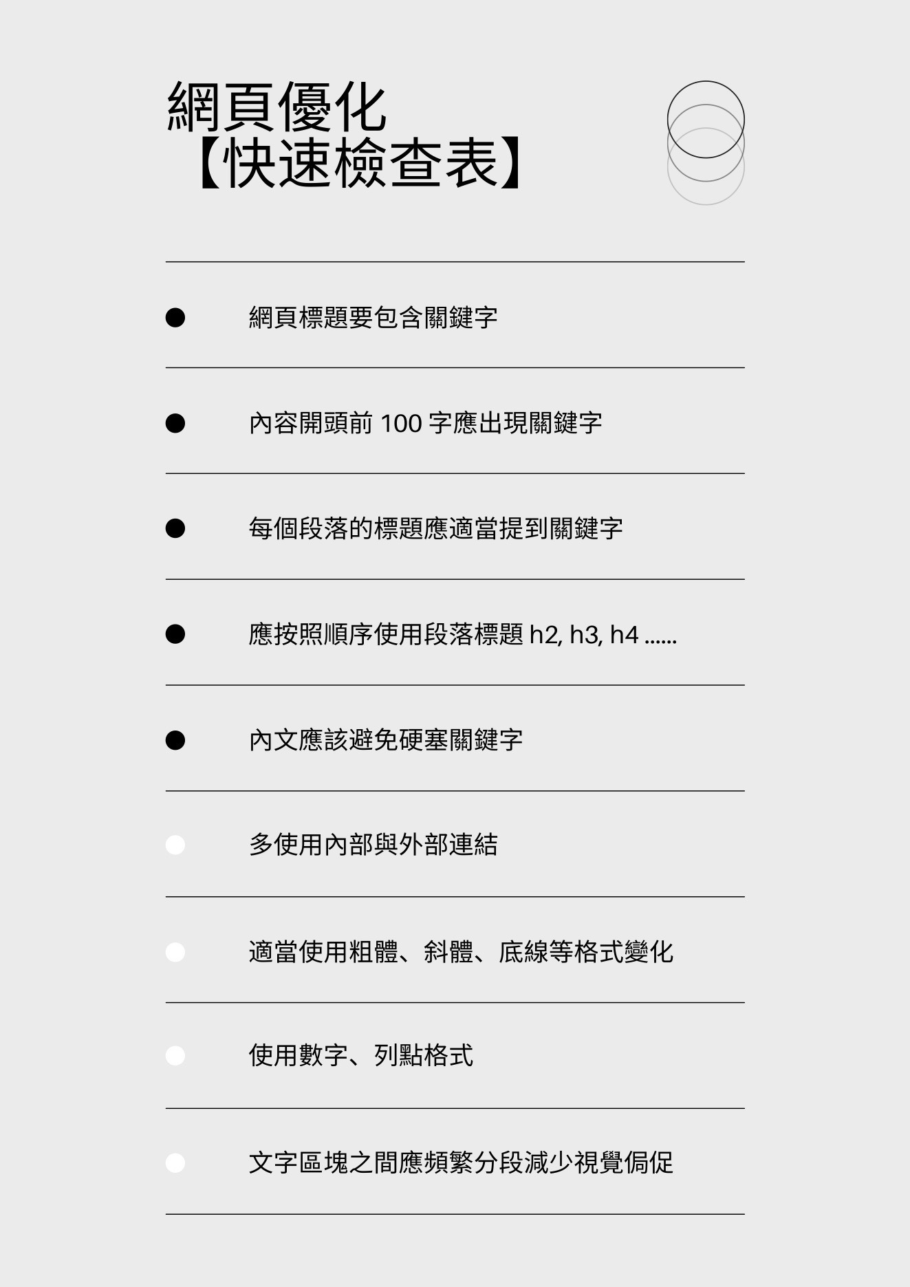 網頁優化 【快速檢查表】