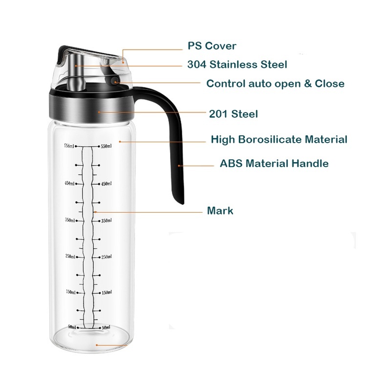 450/550ml Olive Oil Dispenser Bottle Auto Flip Cap Borosilicate Glass  Leakproof`,  in 2023