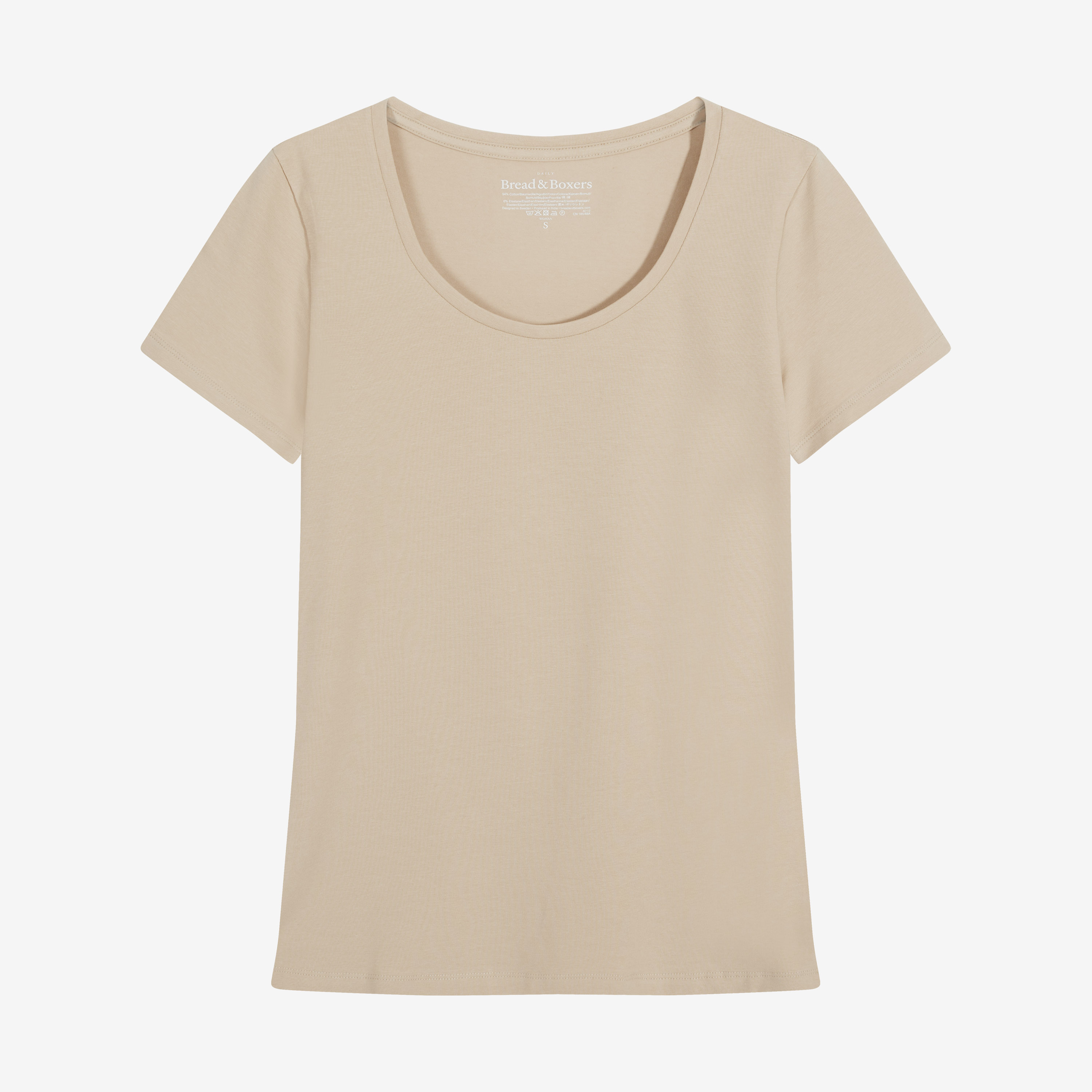Crew-Neck 有機棉女用圓領Ｔ- 米