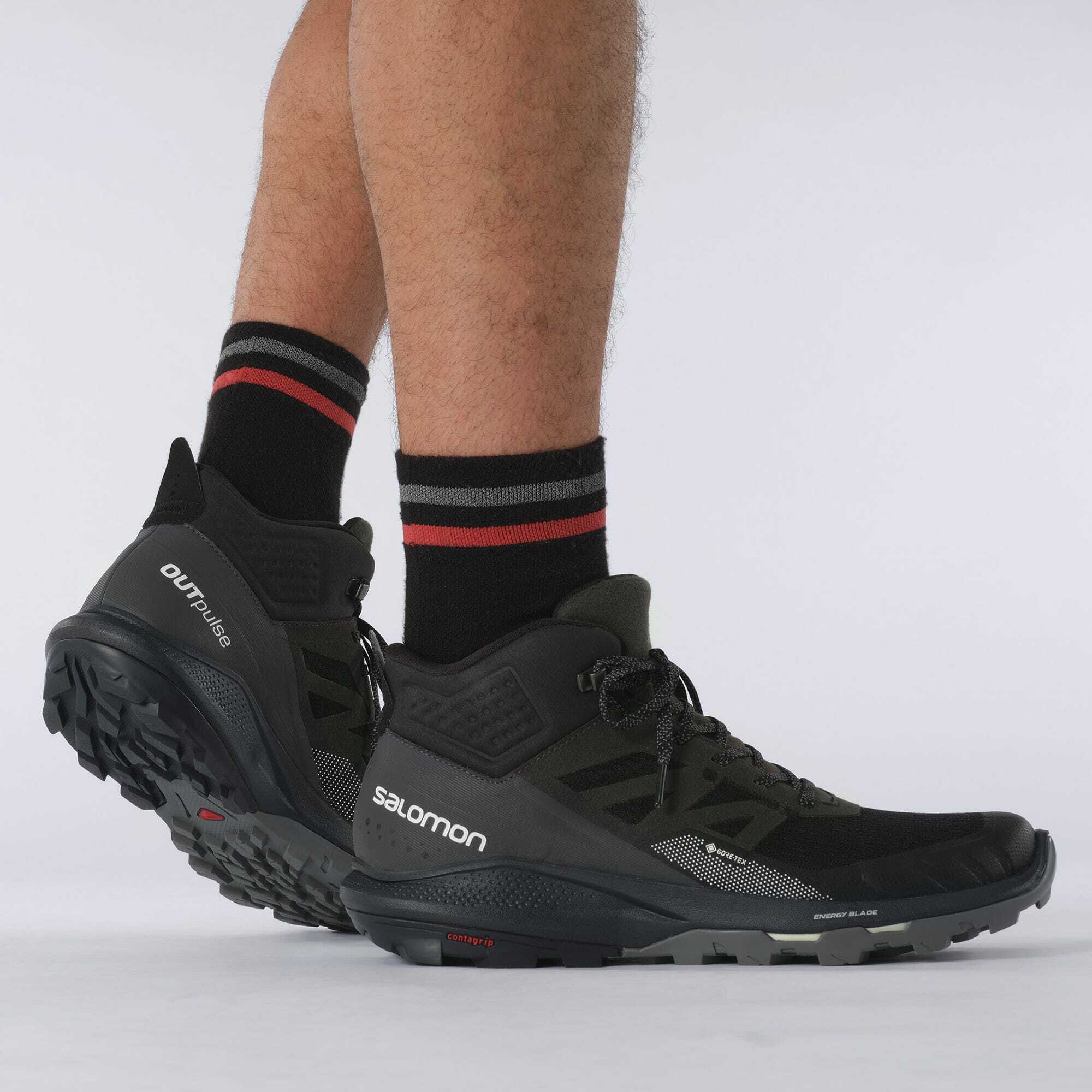 Salomon 所羅門 OUTPULSE MID GORE-TEX 黑 男鞋 登山靴
