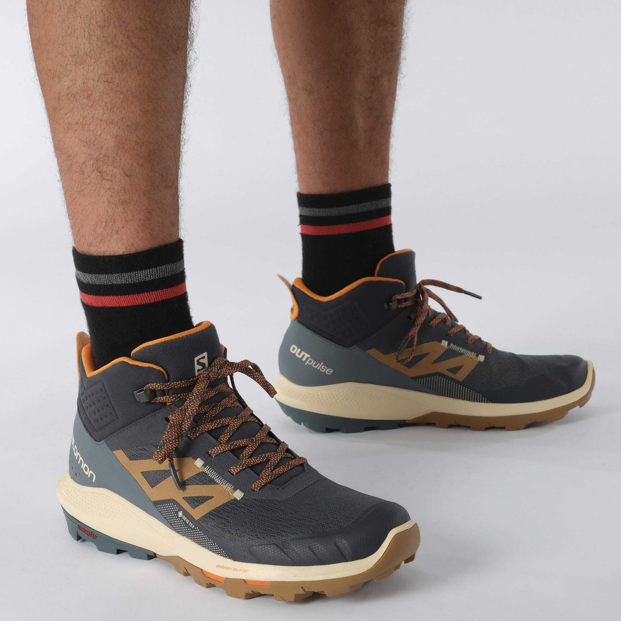 Salomon 所羅門 OUTPULSE MID GORE-TEX 藍 男鞋 登山靴