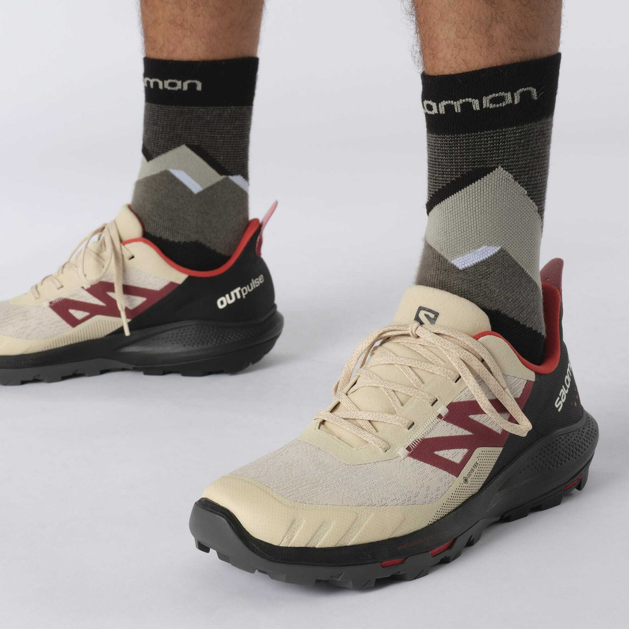 Salomon 所羅門OUTPULSE GORE-TEX 紅黑 男鞋 登山鞋