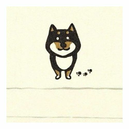 黑色柴犬 和紙便箋信封組｜日本古川紙工