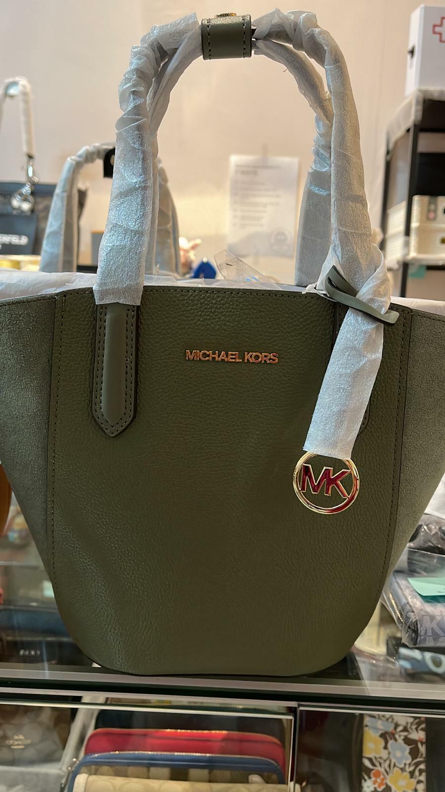 [S] MICHAEL KORS SM TOTE LEATHER 35F1GPAT1S ARMY GREEN , 194900654989 (SMK16)
