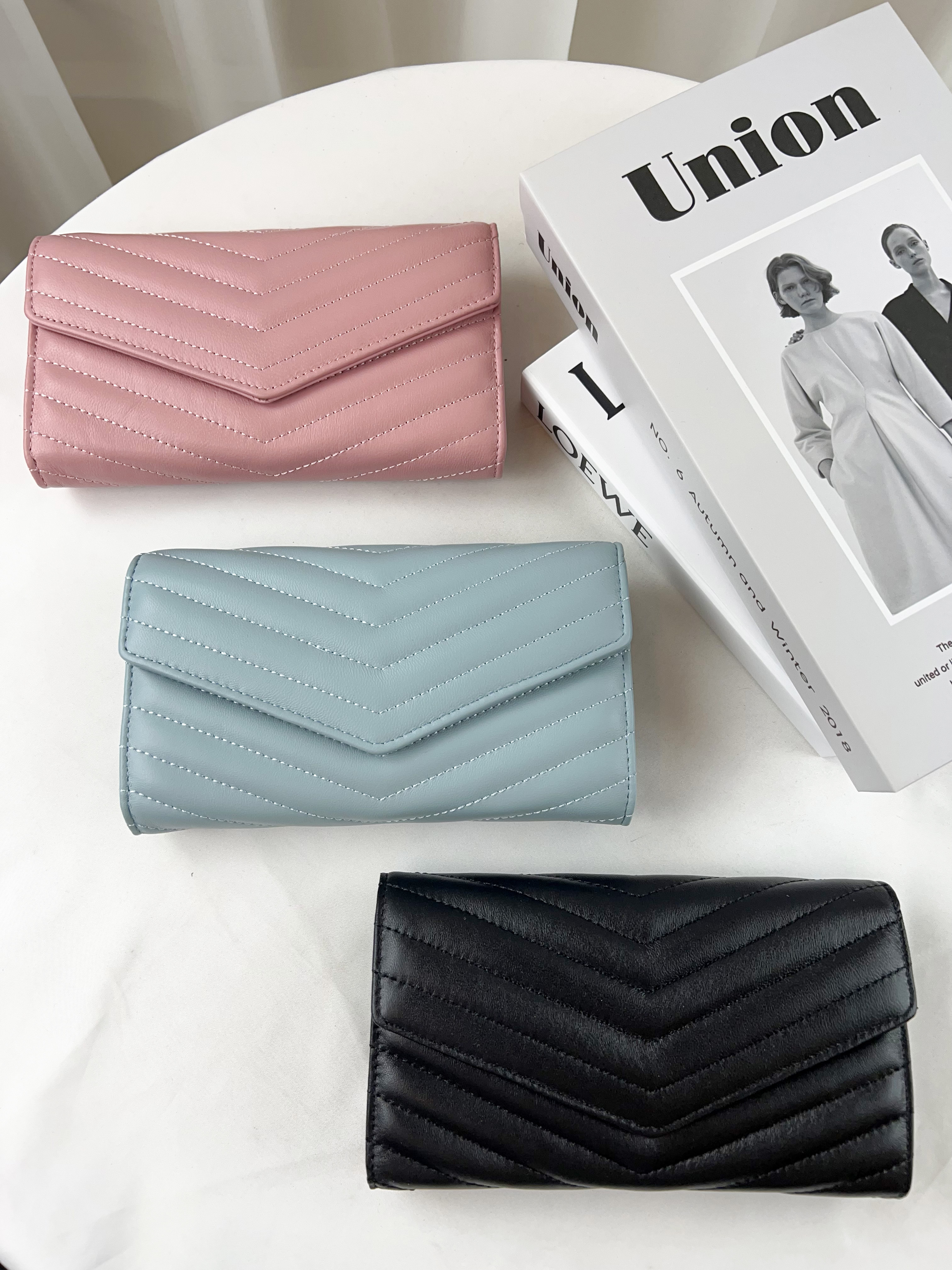 波浪紋真皮羊皮鏈帶長夾 / 手拿包  #SM-1723-1