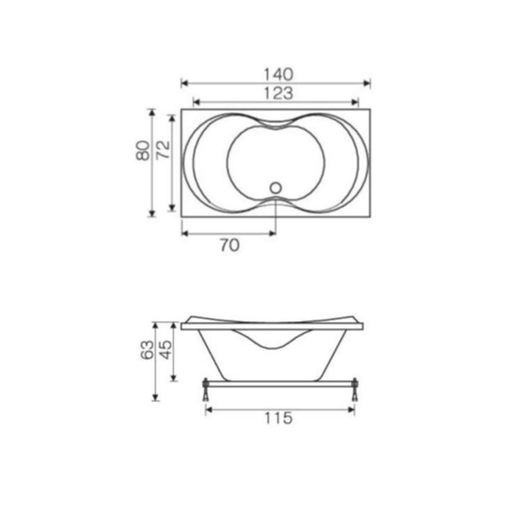 I-Spa "Brussel 140" Acrylic Whirlpool Bathtub