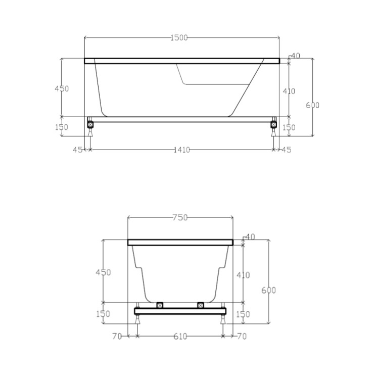 I-Spa "Aurora" Acrylic Whirlpool Bathtub