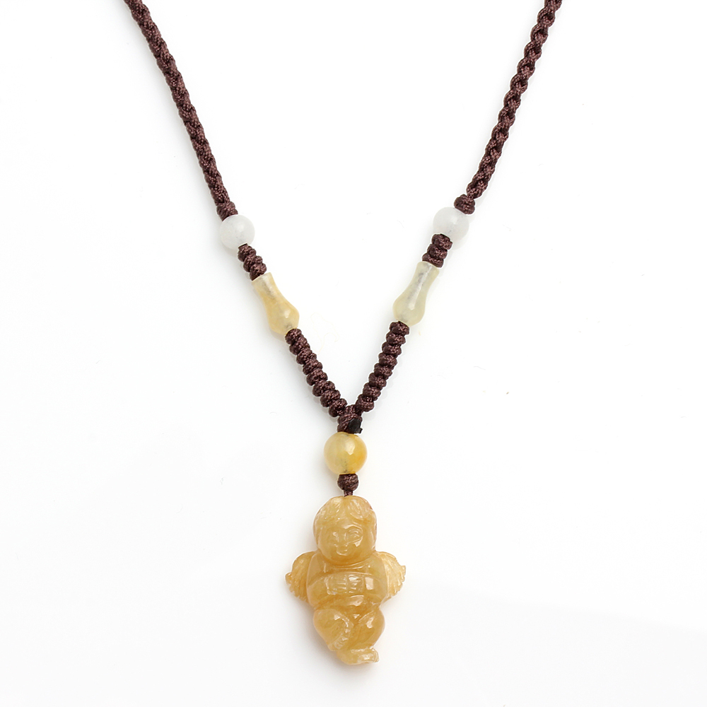 【雅紅珠寶】愛神邱比特天然黃翡翠玉墜項鍊-天使-N0286