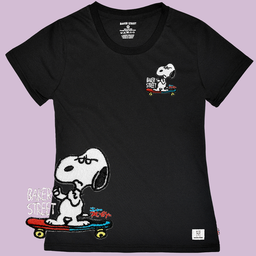 Embroidery-Skate Snoopy 生氣史努比 刺繡 女版短T