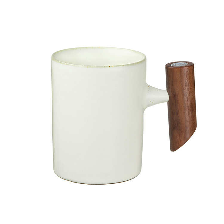 汝黃釉直筒木把馬克杯(280ml)