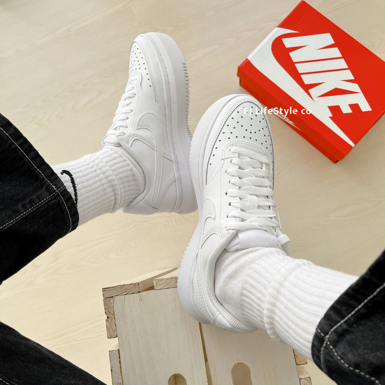 NIKE COURT VISION ALTA 白色 白 鋸齒 增高 厚底 小白鞋 DM0113-100 / 調貨