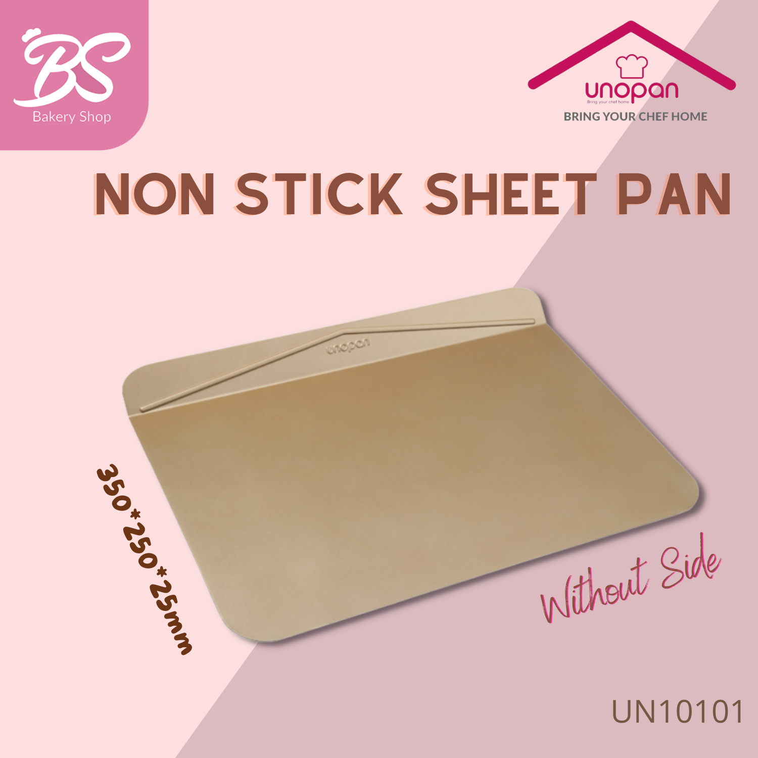 【Unopan Non Stick Cookies Sheet Flat Pan 】无边金色不沾烤盘 UN10101