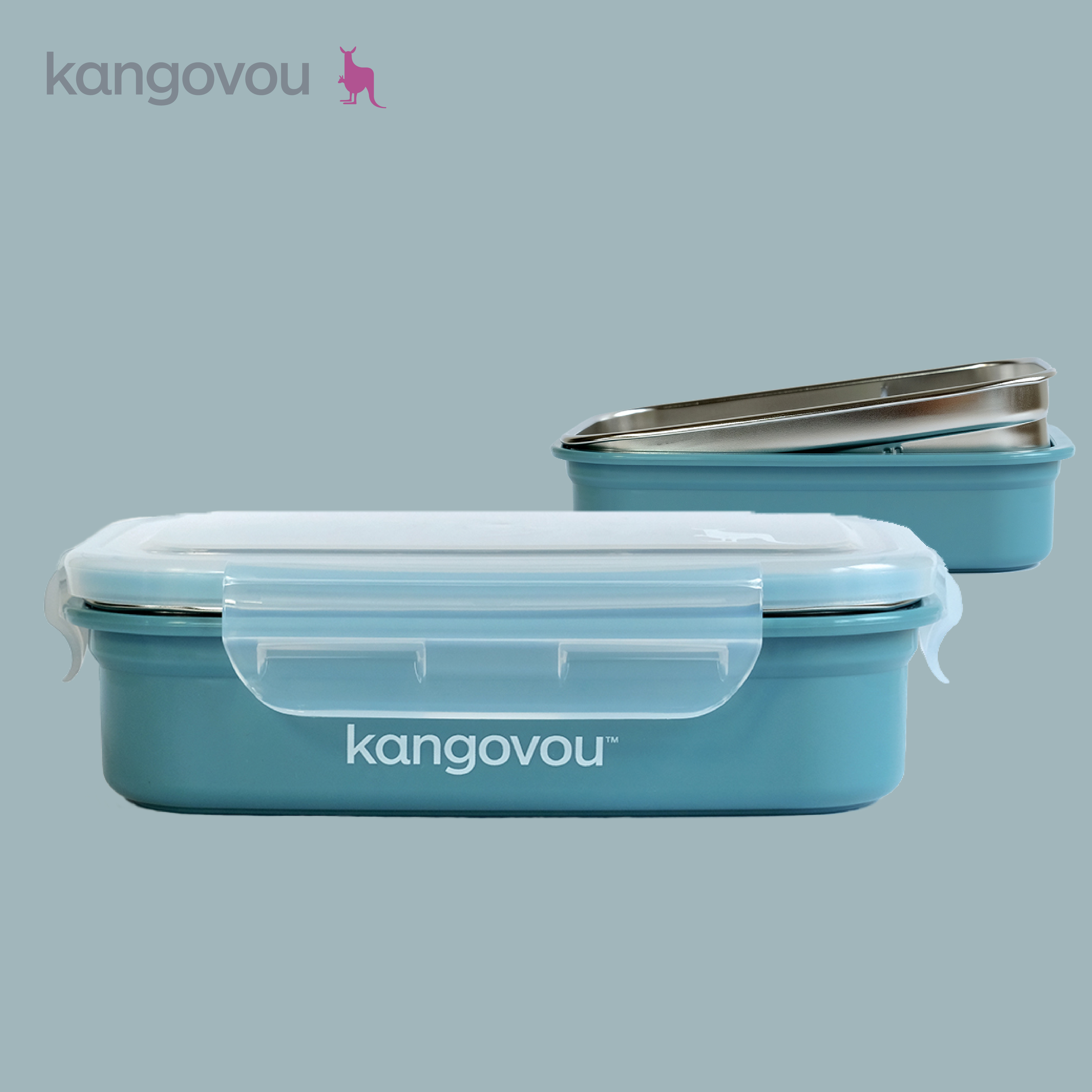 Large兒童餐盒【莫藍迪】-美國kangovou小袋鼠不鏽鋼安全餐具