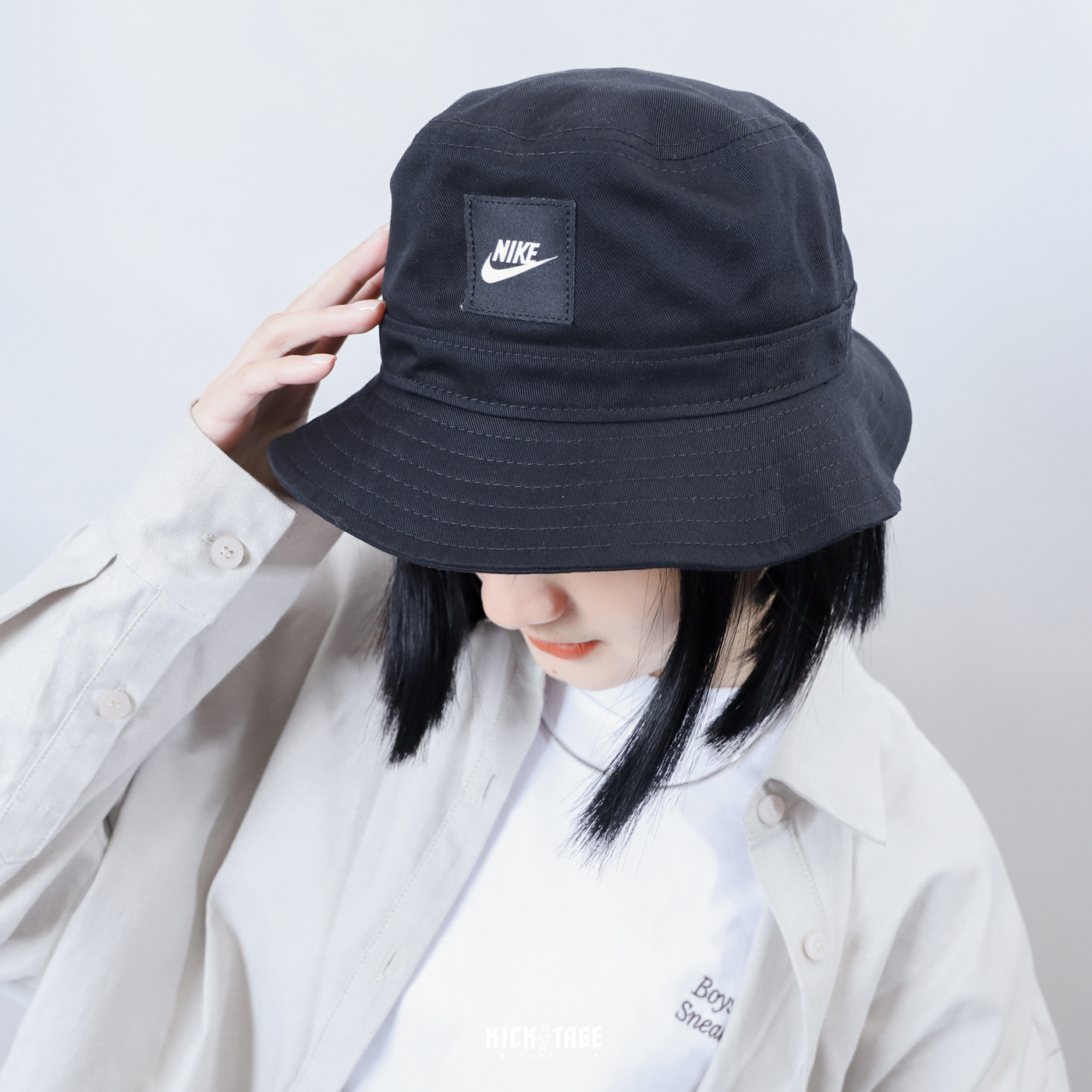 [特價商品無退換] NIKE YOUTH BUCKET HAT 黑色 織標 穿搭 大童款 女生可戴 漁夫帽 帽子【CZ6125-010】