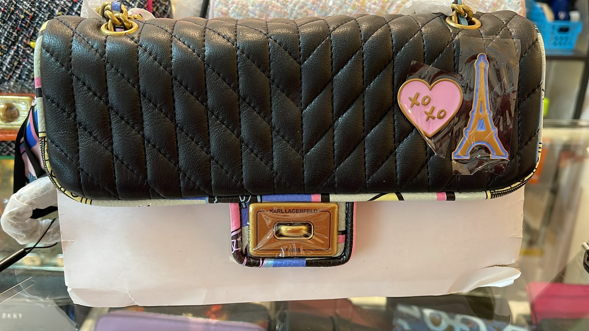 [S] KARL LAGERFELD AGYNESS SHOULDER BAG BLACK, 194775406034 (SKL25)