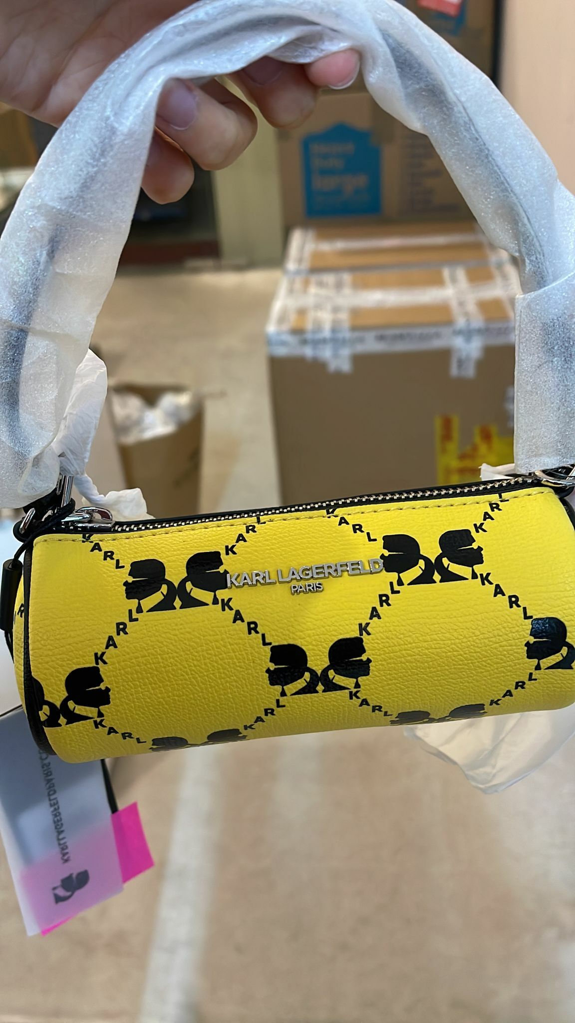 [S] KARL LAGERFELD ADELE MINI BARREL BAG YELLOW, 194775405488 (SKL39)