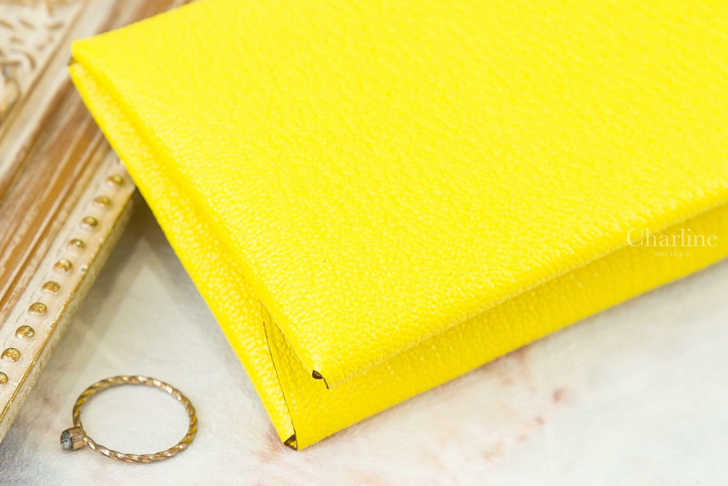 Hermès Calvi Duo Compact Card Holder 檸檬黃信封釦式零錢袋卡片夾
