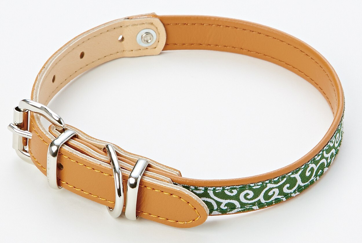 日式合成皮革唐草頸圈 (SS) (日本製)