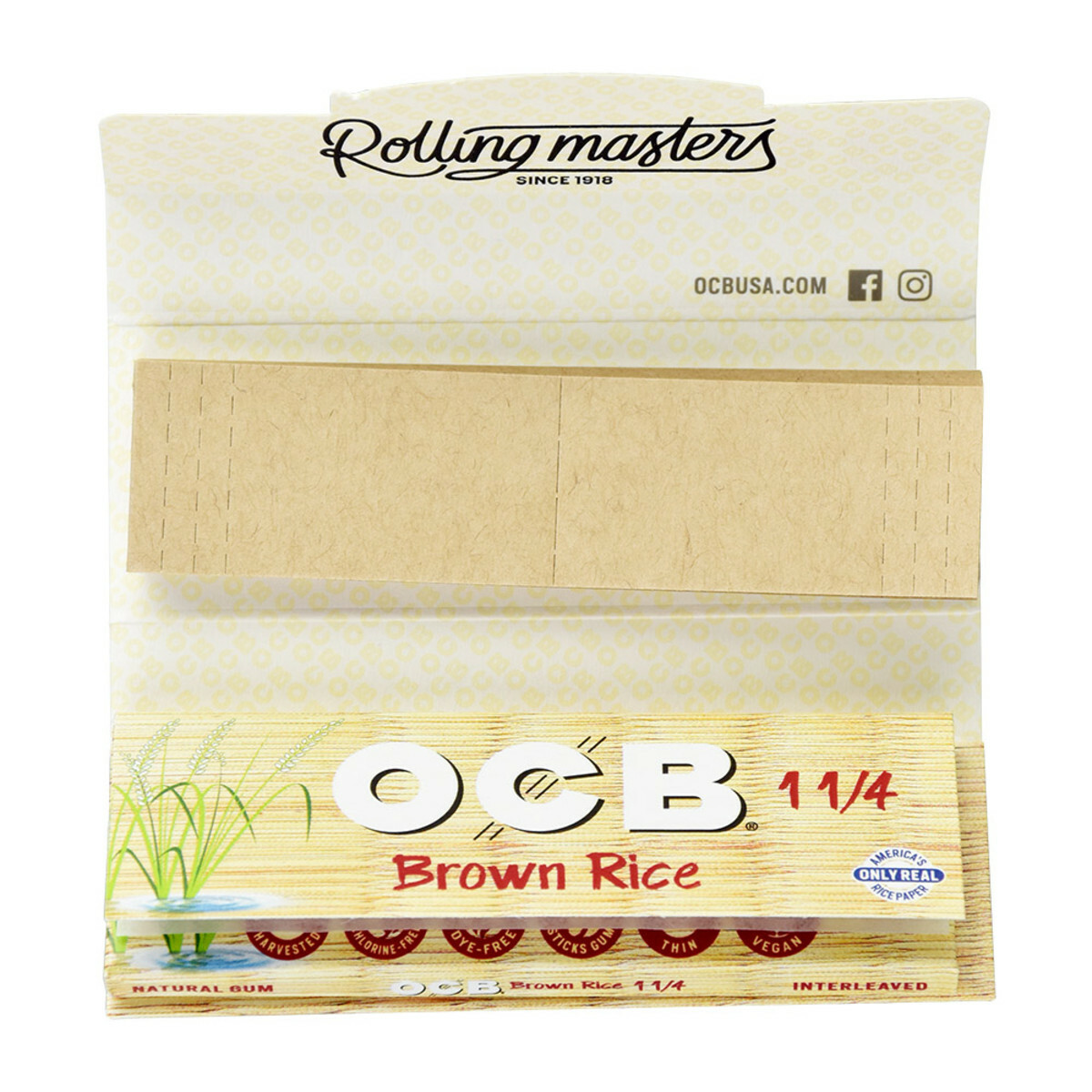OCB BROWN RICE ROLLING PAPERS WITH TIPS - 2 SIZE
