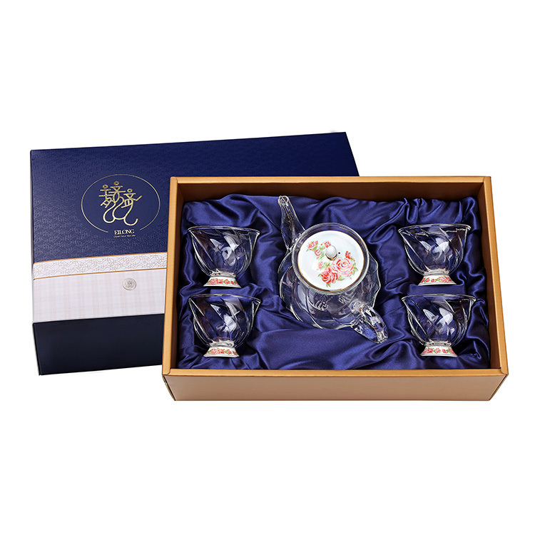 晶豔-玫瑰(花茶壺+4大杯)5入禮盒