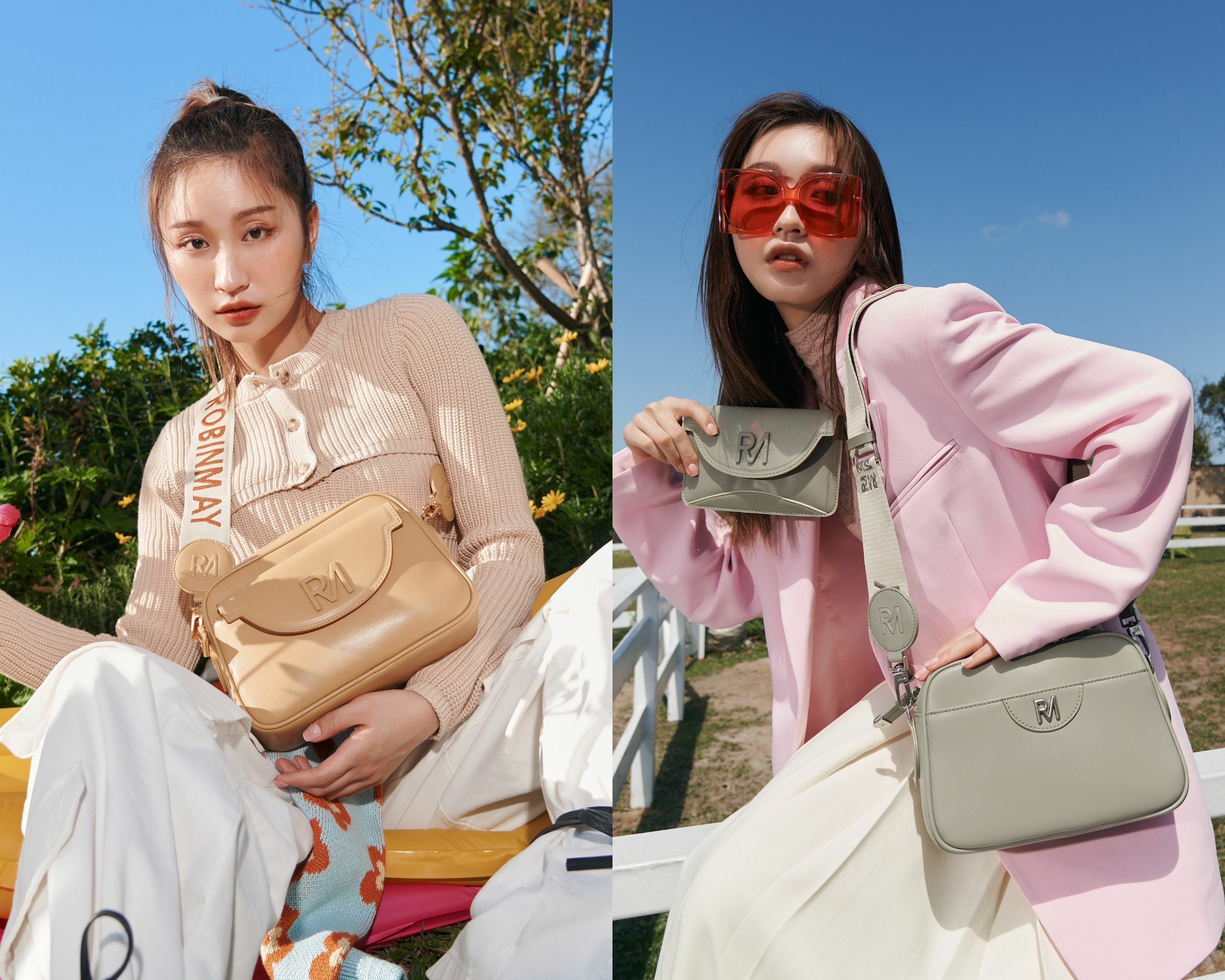 野漾叢花斜背包，擁有麻花手提帶與字母排版編織斜背帶兩種背帶。