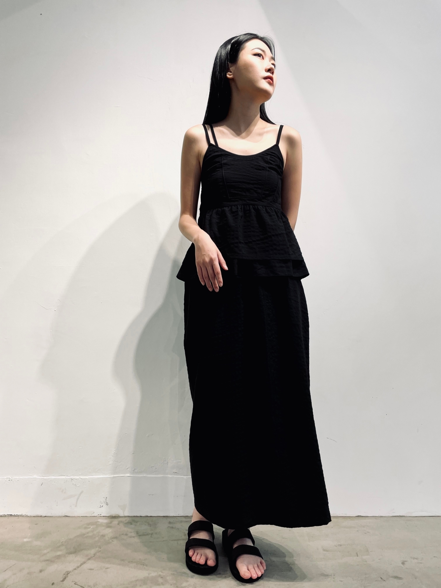 後開衩側邊抽繩裙