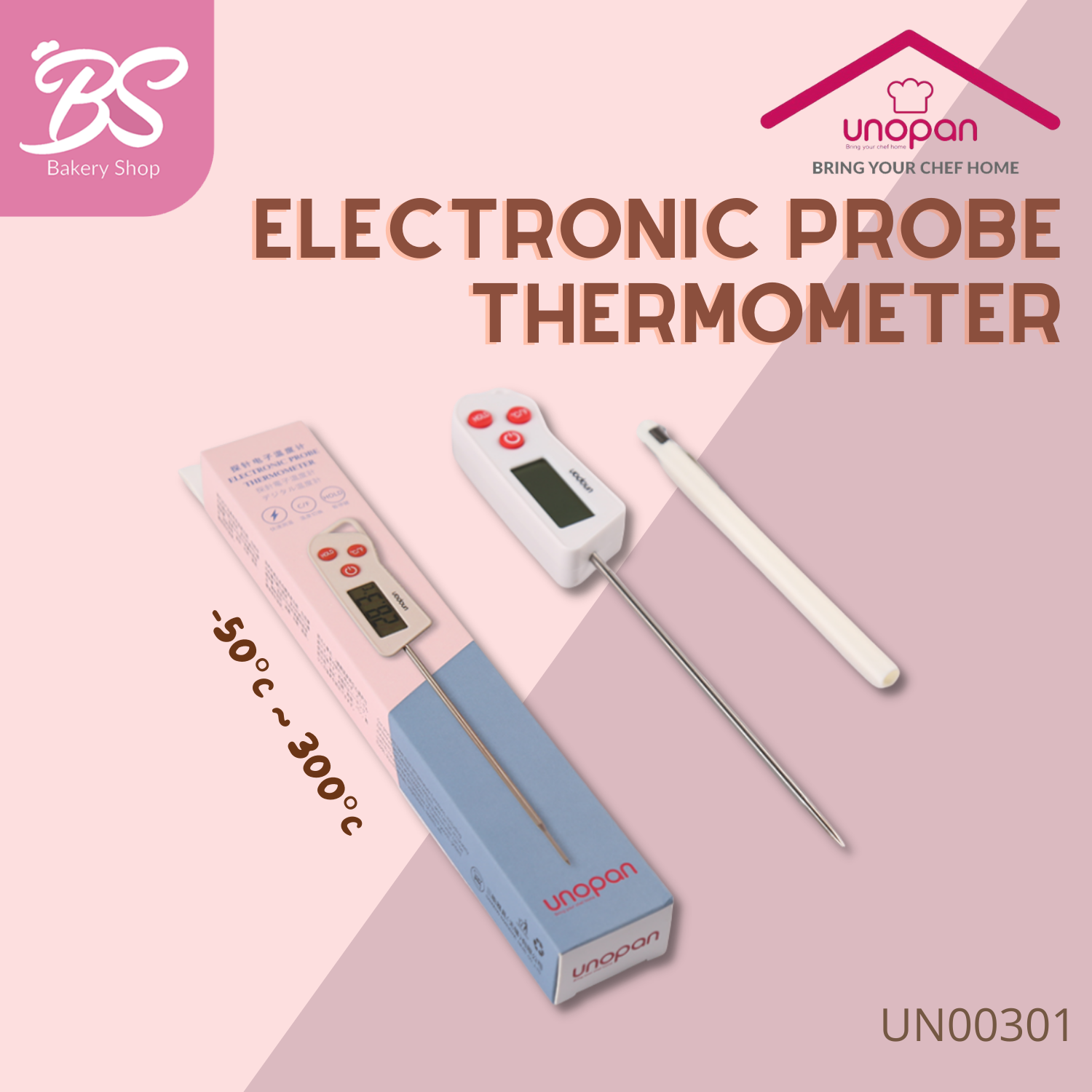 【Unopan Electronic Probe Thermometer】探针电子温度计 不锈钢探针 油温探针 水温探针UN00303